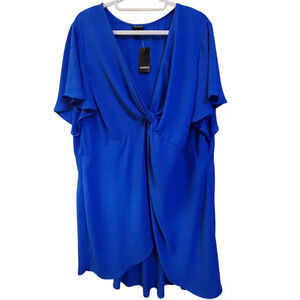 NWT Women's Torrid Blue Georgette Twist Front Babydoll Dress Size 4